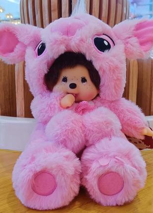 Лялька мончічі (monchhichi) у костюмі рожевого стіча 20 см