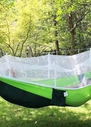 Туристичний гамак із москітною сіткою ukc hammock net зелений до 200 кг.1 фото
