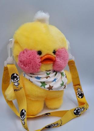М'яка іграшка сумочка cafe mimi duck жовтого кольору на ремені.2 фото