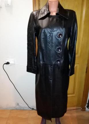 Кожаный плащ-пальто roccobarocco италия xl