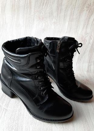 Чёрные деми ботиночки на шнурках и молнии2 фото