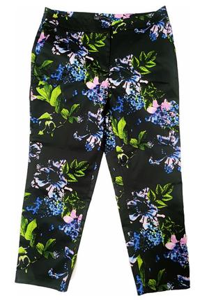 Яркие укороченные брюки цветочный принт m&s /8233/