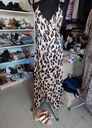 Атласное леопардовое платье р.s/xs5 фото
