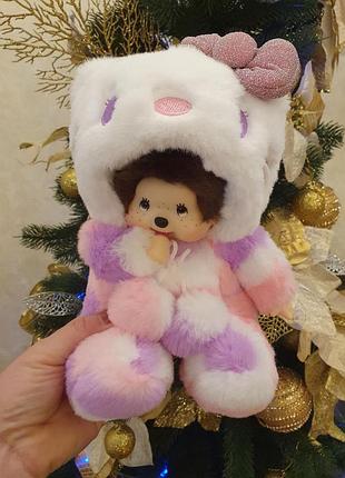 Куколка мончичи ( monchhichi) в костюме хелло китти  20 см