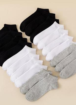 Короткі базові якісні шкарпетки набори від 5 пар білі чорні сірі набір носків носки4 фото