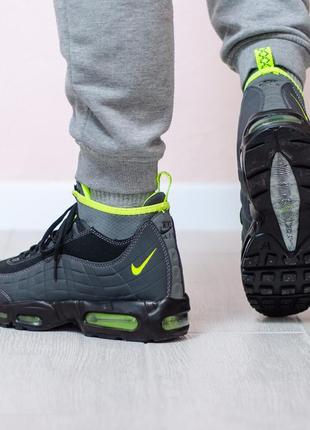 Шикарні чоловічі кросівки nike air max sneakerboots 95 grey сірі😃 (весна, осінь)