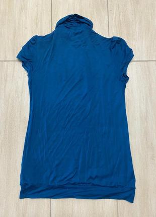 Базовая берюзовая трикотажная футболка под горло вискоза / эластан dorothy perkins m, l2 фото