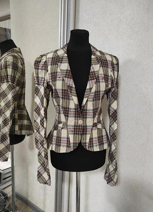 Невероятный жакет пиджак lilith коттон в виде isabel marant винтаж в клетку дизайнерский текстурированный oska rundholz