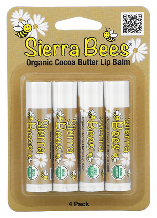 Sierra bees, органічні бальзами для губ, какао-олія, 4 штуки в пакованні вагою 0,15 унції (4,25 г) к2 фото