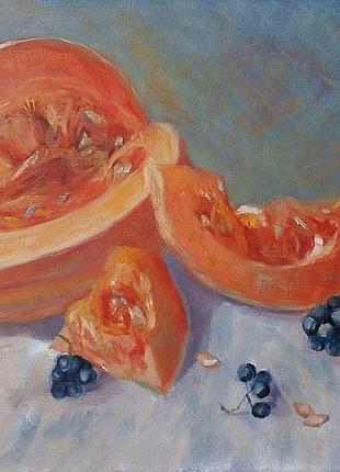 Картина маслом живопись оранжевая тыква