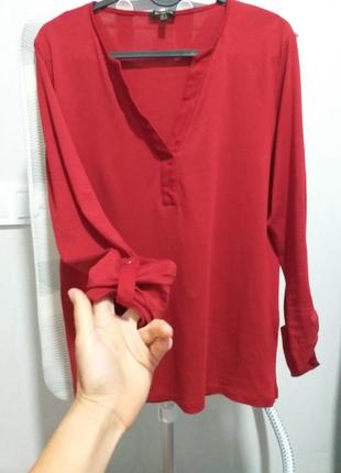 Винная вискозная красная блуза massimo dutti