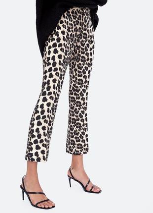 Стильные брюки zara с анималистичным леопардовым принтом штаны