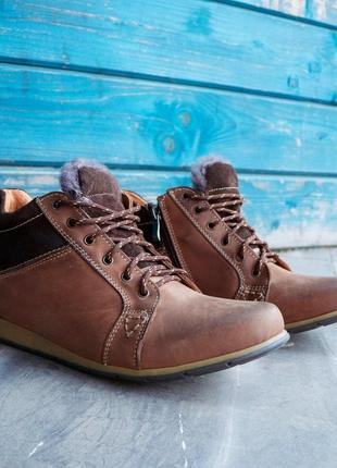 Теплые зимние кроссовки для мужчин. ботинки из натурального нубука!6 фото