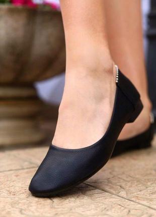 Балетки женские shoes бусины черные3 фото