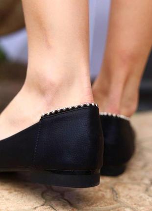 Балетки женские shoes бусины черные2 фото