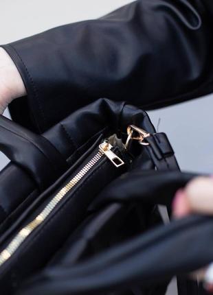 Жіноча чорна шкіряна сумка шопер / сумочка шоппер з еко шкіри5 фото