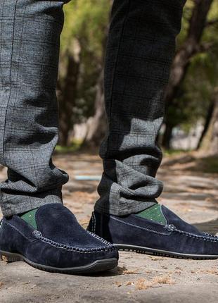 Синие мужские мокасины prime shoes из натуральной замши и кожи. выбирайте удобные мокасины на каждый день!