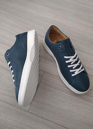 Кожаные кеды синего цвета ikos 393! легкие кеды благодаря эва подошве