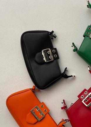 Жіноча чорна шкіряна сумка клатч / мінімалістична сумочка з еко шкіри без бренду9 фото