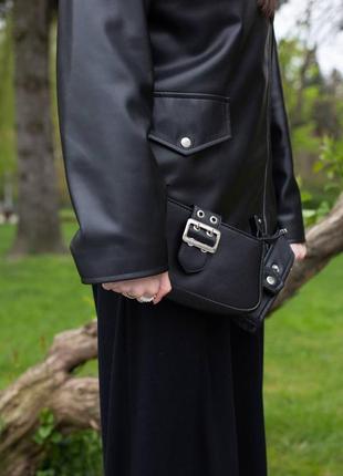 Жіноча чорна шкіряна сумка клатч / мінімалістична сумочка з еко шкіри без бренду4 фото