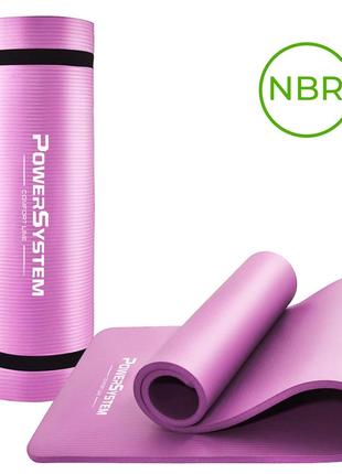 Килимок для йоги та фітнесу power system ps-4017 nbr fitness yoga mat plus pink (180х61х1)