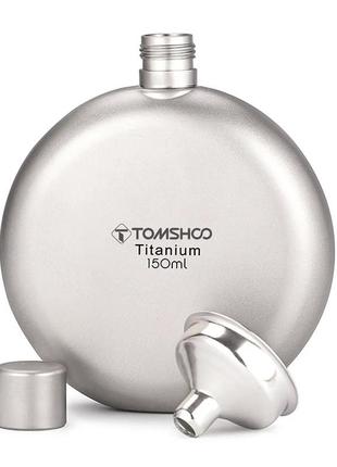 Титановая фляга tomshoo titanium 150 мл. для алкогольных напитков воронка.