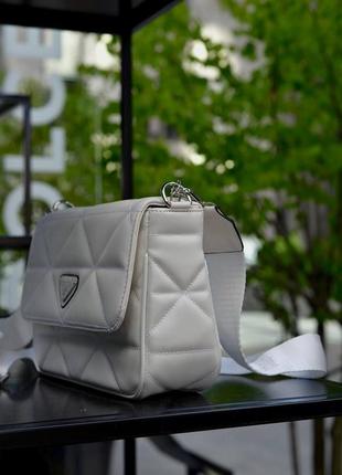 Женская сумка prada white(silver)4 фото