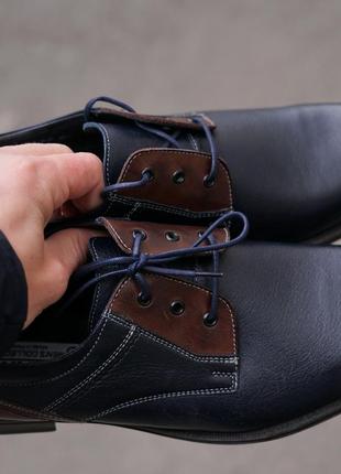 Туфлі brogue сині з коричневим