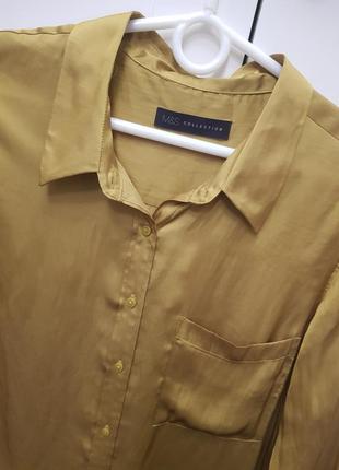 Сатинова сорочка блуза гірчичного кольору marks & spencer m&s5 фото