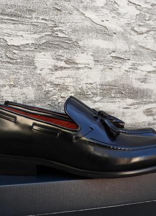 Мужские туфли лоферы из натуральной кожи, черные сенсор украина6 фото