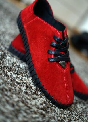 Мужские красные мокасины ps, выбирайте яркую обувь из натуральных материалов!