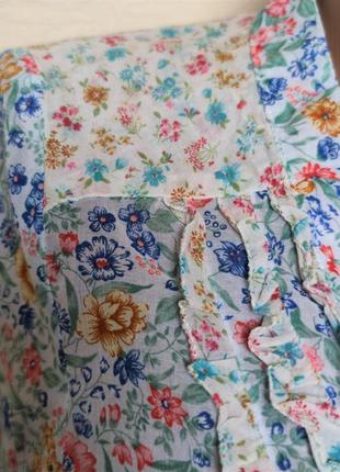 Батистовая блузка рубашка туника цветочный принт zara woman /1256/5 фото