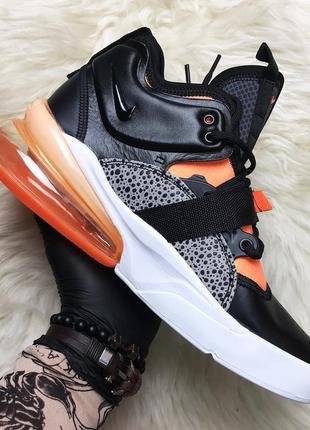 Nike air force 270 black orange. мужские демисезонные чёрные кроссовки найк. кожа