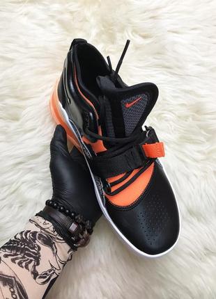 Nike air force 270 black orange. мужские демисезонные чёрные кроссовки найк. кожа3 фото