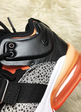 Nike air force 270 black orange. мужские демисезонные чёрные кроссовки найк. кожа7 фото