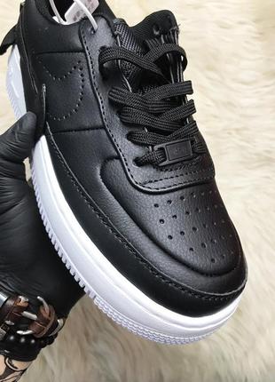 Nike air force low jester black. женские чёрные кожанные демисезонные кроссовки найк.