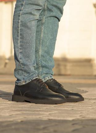 Casual чоловічі туфлі. чорні шкіряні дербі для важливих подій!6 фото