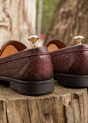 Мужские туфли мокасины цвета марсала. комфортная и качественная обувь luciano bellini 4126 фото