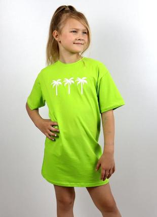2569-83нсал футболка-сукня для дівчаток салатова тм авекс