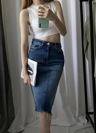 Трендовая джинсовая миди юбка m&amp;s3 фото