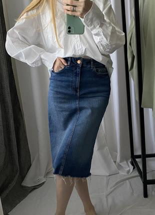 Трендовая джинсовая миди юбка m&amp;s2 фото