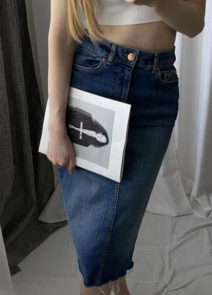 Трендовая джинсовая миди юбка m&amp;s5 фото