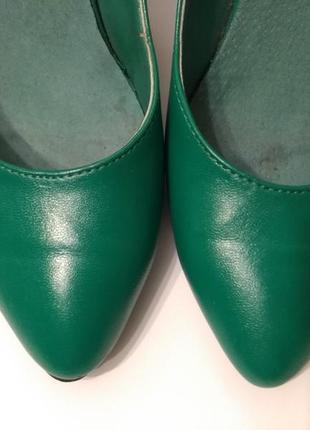 Зелёные кожаные туфли4 фото
