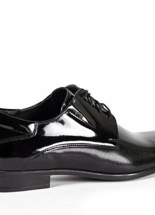 Чорні туфлі лаковані дербі - 45 розмір7 фото