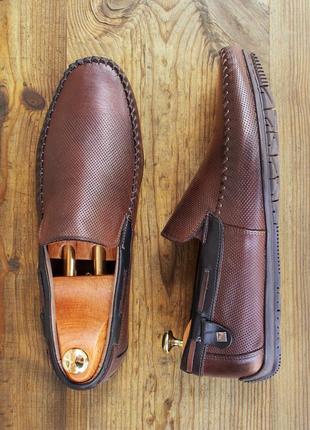 Коричневые мужские мокасины 40, 41, 42 размер - польская кожаная обувь!4 фото