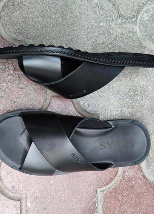 Черные мужские шлепки из кожи. выбирай качественную мужскую обувь!5 фото