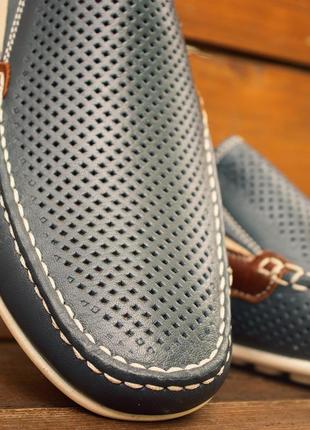 Мужские летние мокасины синего цвета. мужская обувь кадар6 фото
