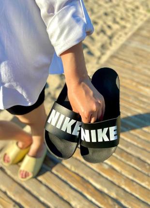 Женские тапочки nike black logo full white (36-40)