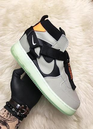 Nike air force night neon. чоловічі сірі хайтопы найк, євро зима демі