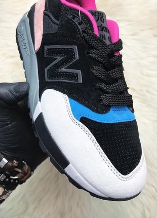 New balance 998 black peach. женские замшевые кроссовки нью беленс чёрные, демисезонные
